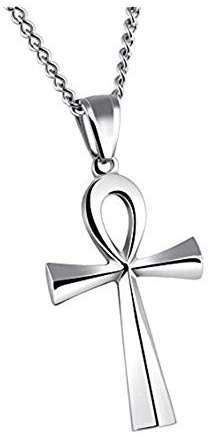 HIJONES Herren Edelstahl Einfache Vintage Ägyptische Ankh Kreuz Anhänger Halskette