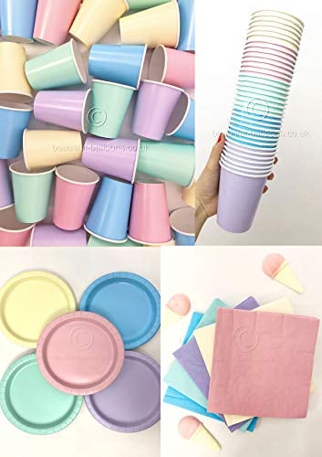 Beautiful Balloons Ice Cream Pastel Rainbow Party Kit! Cups, Napkins and Plates!
