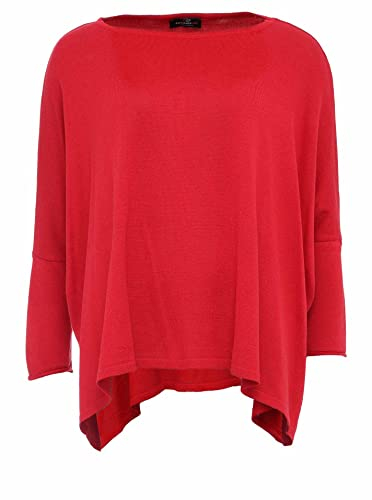 Zwillingsherz Poncho mit Baumwolle - Hochwertiges Cape für Damen - XXL Umhängetuch und Tunika mit Ärmel - Strick-Pullover - Sweatshirt - Stola für Sommer und Winter von Cashmere Dreams - rot