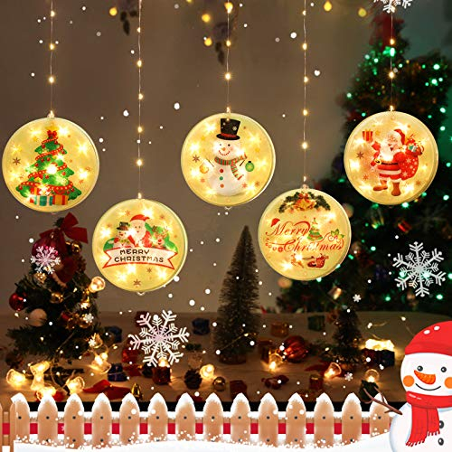 BLOOMWIN LED Lichterkettenvorhang, Acrylanhänger Hängelampe Lichtervorhang 113 LEDs 3D Vorhanglicht Fensterdekoration USB Stimmungsbeleuchtung Fenster Weihnachten Weihnachtsfeier Deko Innen Warmweiß