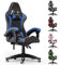 bigzzia Silla Gaming,Silla Ergonómica de Oficina en Cuero PU,Regulable en Altura con Soporte Lumbar y Reposacabezas,Respaldo Reclinable 155°,Silla Gamer Adulto Niño(Azul)