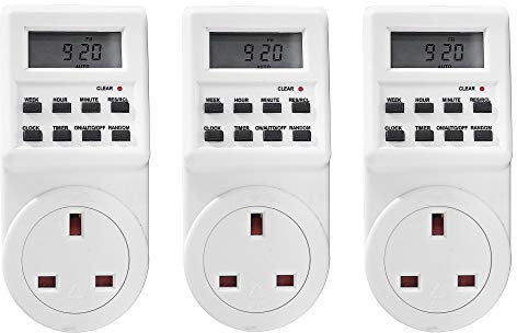 Netagon Electric Appliance Plug-in Programmable Digital Timer Socket Plug (24 Hours, 7 Day, Clear LCD Display) (Pack of 3)