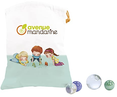 Avenue Mandarine JS006C - Murmelsack mit 21 Murmeln (20 kleine Murmel und 1 große Murmel)
