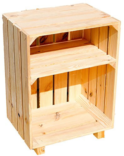 Kistenkolli Altes Land 2er Set Nachttisch Abstelltisch Nachtschrank Nachtkommode Beistelltisch Bücherregal Schuhregal ca 30x40x55cm Regalkiste Flaschenablage Weinregal Apfelkiste/Weinkiste (Natur)