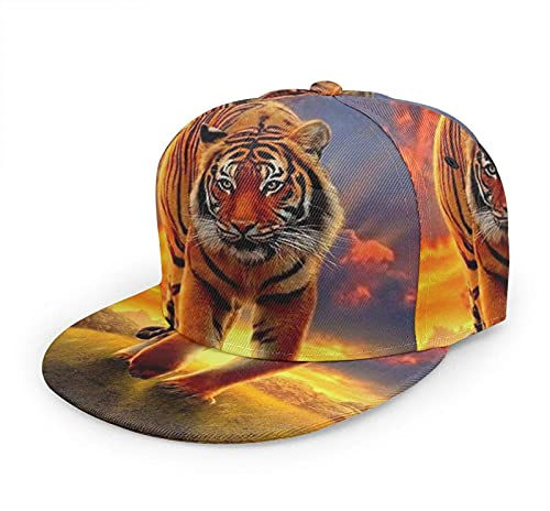 Oaieltj Unisex Baseballkappe Damen Herren Junge Mädchen Mode verstellbar 3D gedruckt Flat Bill Baseball Cap, Big Tiger King, One size