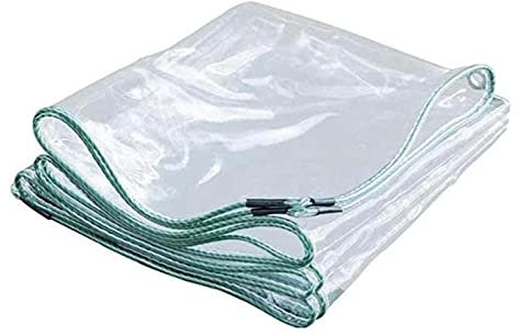 FOGUO Lona Transparente Ojales 4x7m, Lona Impermeable Transparente Exterior, Lona de Proteccion Transparente, Resistente a La Intemperie, para Muebles, Jardín, Piscina