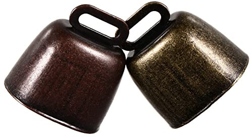 2 Stück Kuh Pferd Schaf Weideglocken Metall Rinderglocken Schafglocke Haustier Halsband Ornament Bauernhof Tier Laut Bronze Glocke Haustier Anti-Diebstahl Zubehör Glocke
