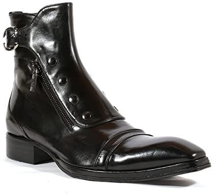 Chelsea-Stiefel Aus Kunstleder - Männer Business Stiefeletten Mode Spitz Nieten Reißverschluss Schuhe Herbst Dicksohle Gladiator Stiefel Schuhe,Schwarz,42