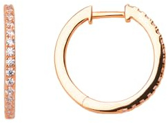 Xenox Damen 925 Sterling Silber Creolen 18 mm mit Zirkonia in roségoldfarben - CREOLEN - XS8663R