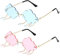 CTForest 2 Stück Wolke Sonnenbrille, Unregelmäßige Sonnenbrille, Randlose Mode Sonnenbrille, Perfekt für Geburtstage oder Partys(Blu,Pink)