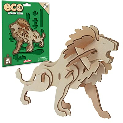 Eco 3D Holzpuzzle - Löwe von Deluxebase. Kreatives pädagogisches 3D-Skulpturenpuzzle aus Holz für Kinder -recyceltes nachhaltiges Holz