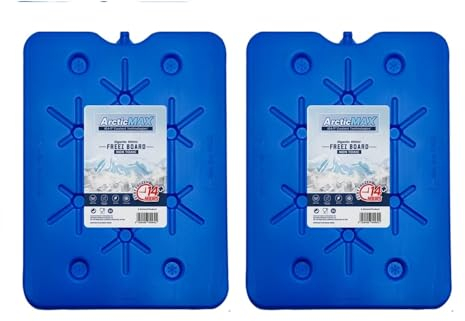 ArcticMax 800ml x2 Slim Freeze Boards BPA Free - Long-Lasting 14+ Hours Chill Time Ice Blocks, Portable Lightweight Insulated Reusable Fresh Food Drink Water Cooler Container – Summer BBQ and Outdoor