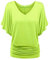 TIMEMEAN Femme Blouses Chemise à Manches Chauve-Souris Et Ourlet Replié Tunique De Couleur Unie à Manches Courtes Et Col en V De Grande Taille, #03vert, XL, (TIMEMEANshirt4405)