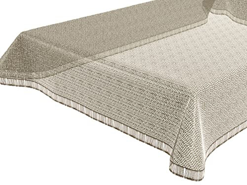 BEAUTEX Moa Weichschaum Tischdecke mit Fransen, Garten, Balkon, Terrasse, Camping - Eckig 110x140 cm, Beige