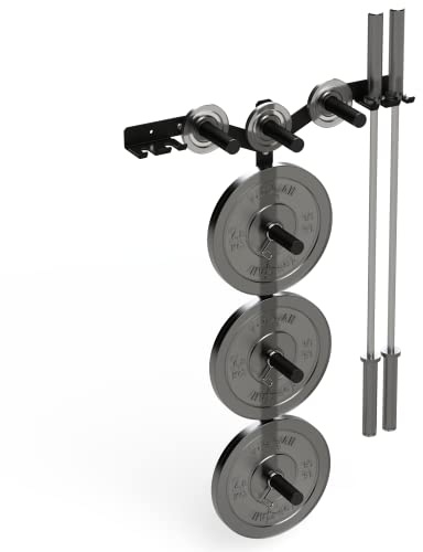 Yes4All Wall Mounted Weight Plate Holder, Single and Pair - Fit 2 inch Olympic Weight Plates, Protective Rubber Pad