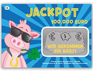Joli Coon Lotto Jackpotlos - Wir bekommen ein Baby - Schwangerschaft verkünden mit Scherzlosen