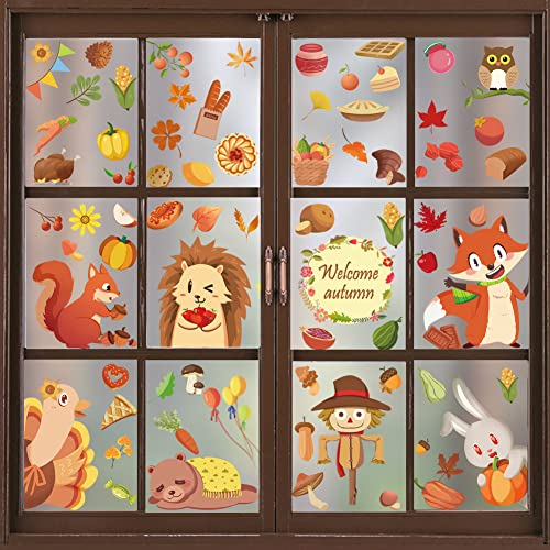 148 Pezzi Foglie Autunnali Adesivi,Vetrofanie Autunno,Vetrofanie Per Finestre Foglie,Thanksgiving Decorazioni,Decorazioni di Feste Autunnali,Ringraziamento Addobbi