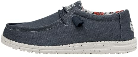 HEYDUDE Wally Stretch Canvas Herren - Slip on Schuhe - Mokassin Stil, Blue, 45