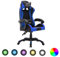 Fauteuil de jeux vidéo avec LED RVB Bleu et noir Similicuir