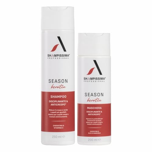 Shampissima Season Keratin - Shampoo Anticrespo con Cheratina + Maschera Ristrutturante con Olio di Mandorla - Capelli Lisci, Morbidi e Disciplinati, 250 ml + 250 ml