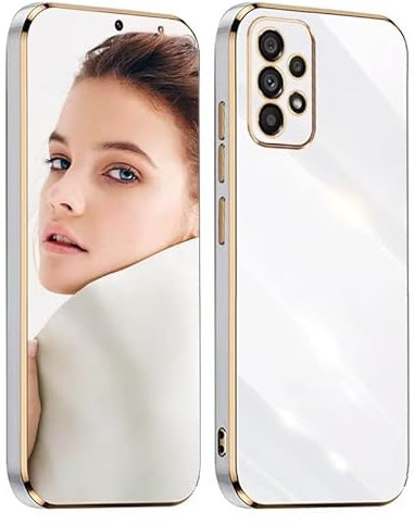 ATISIJIE Hülle für Samsung Galaxy A72 4G/5G Handyhülle Original, Ultradünn Galvanisiertes Weiches Kieselgel Kratzfeste TPU Handyhülle, Einfaches Stilvoll Shiny Schutzhülle Cover Case Weiß