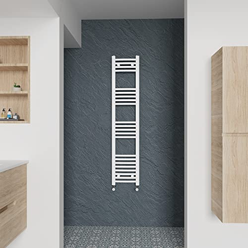 Warmehaus Curved Heated Towel Rail White Radiator 1400x300mm