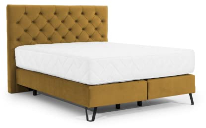 ALTDECOR Boxspringbett mit H3-Matratze (30 cm hoch) mit Multipocket-Feder + Bonellfederung, Polsterbett mit Kopfteil BALIAN - 140x200 - Orange - Loco 45
