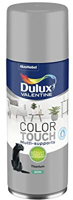 Dulux Valentine Peinture Intérieure et Extérieure Aérosol Color Touch - Pour bois, plastique, PVC, carton, papier - Titanium Satin - 400ml