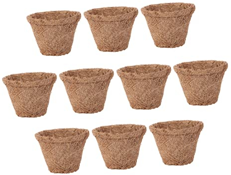 ABOOFAN 10 Stück Kokospalmen-Kinderbecken Bio-Kokosnuss-Blumentopf-Tablett Vorspeisen-Tablett Keimpapier-Pflanzgefäß Topfpflanzen Kokos-Töpfe Behälter Blumentopf-Korb