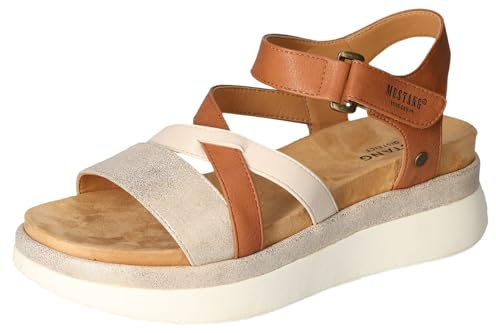 Mustang Femme 1493-803 Sandale cale, Cognac, 41 EU