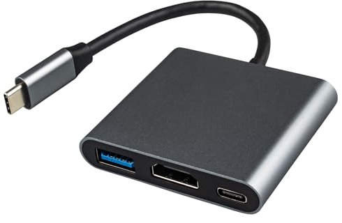 Leehitech Hub USB C, USB C a HDTV+USB3.0+PD, adattatore di ricarica rapida, adattatore 3 in 1 USB C multiporta, compatibile con MacBook Pro, Google Chromebook, telefoni cellulari della serie Huawei