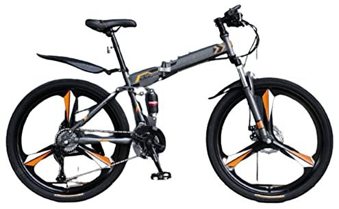 CASEGO Mountain Cross-Country-Fahrrad mit Variabler Geschwindigkeit Faltbares Dreimesser-Einrad-Doppelscheibenbremse Rahmen aus Kohlenstoffstahl Rahmen für Erwachsene Unisex (E 26inch)