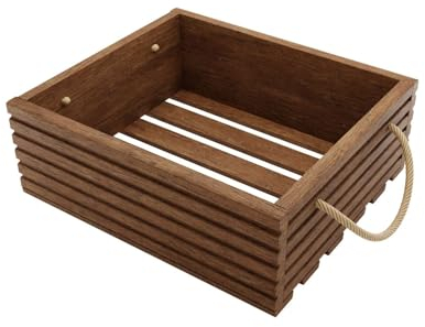 BOGATECO Holzkiste Natur | 40 cm x 35 cm x 14,5 cm | Holzbox | Deko Holzkisten | Obstkiste | Gemüsekiste | Holzkiste zur Aufbewahrung | Aufbewahrungsbox Kiste Holz Geschenk Deko Weinkiste | Dark Brown