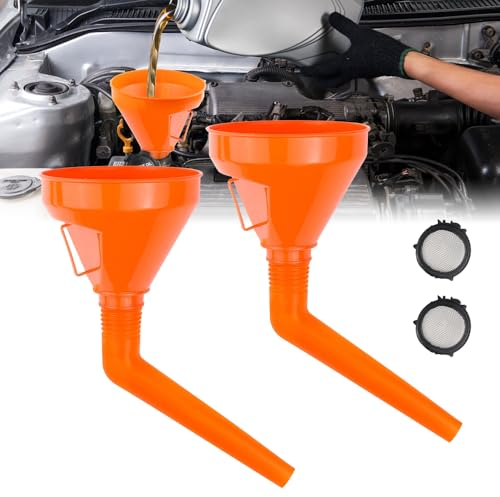 mizikuu Imbuto in Plastica, 2 Pezzi Imbuto Universale Flessibili Angolo Retto imbuti portatili a benzina Imbuto a bocca lunga a mani libere per moto, auto, macchine agricole automobilistiche