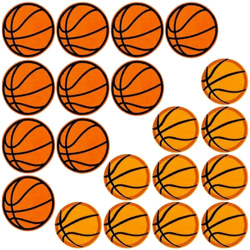 JMZLLRX 20 Stück Basketball Stickerei Aufnäher zum Aufbügeln und Aufnähen, Basketball Aufnäher Applikation Sport Stickerei Patches für Kleidung Rucksack Schuhe Jacke Jeans Hut