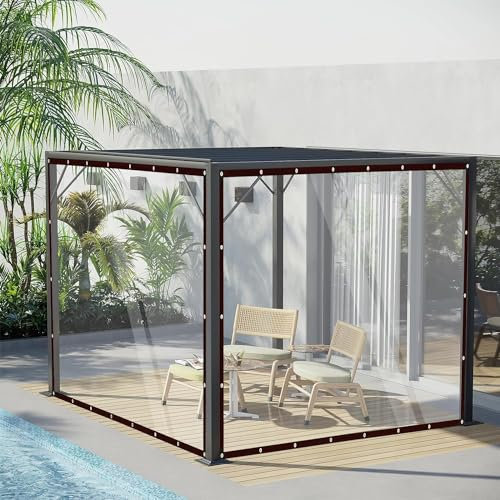 Plane Wasserdicht Transparent,2x5m Transparente Plane,Gewächshaus Pet Hutch Dach,PVC Wasserdicht Regenschutz,Plane Durchsichtig Abdeckplane,Wetterfeste Plane Faltbar Planen,Plane Transparent Mit ösen