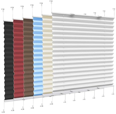 Verdunklungsplissee, 35 x 90 cm, Thermo-Sichtschutz, Flächenvorhang für Schlafzimmer, Badezimmer, Küche, einfache Installation, kein Bohren erforderlich