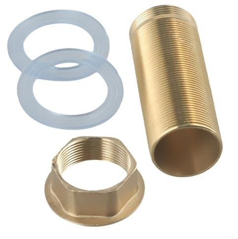 Faucet Fittings Nipple Locknut Kit Extension Threaded Pipe Longer Mounting Shank Single Hole Faucet Tap Extension Threaded Pipe Mounting Hardware Part Copper Tube(M32-80mm)