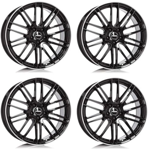 4x Rial Felgen Alufelgen Kibo 8.0Jx18 ET48 5x112 diamant-schwarz hornpoliert kompatibel mit VOLKSWAGEN Beetle E-Golf EOS Golf ID.3 Jetta Passat Sharan T-ROC
