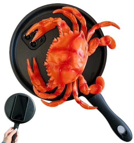 Custodia per telefono con padella, divertente padella creativa con granchio in silicone morbido 3D, cover protettiva alla moda per iPhone 6 Plus