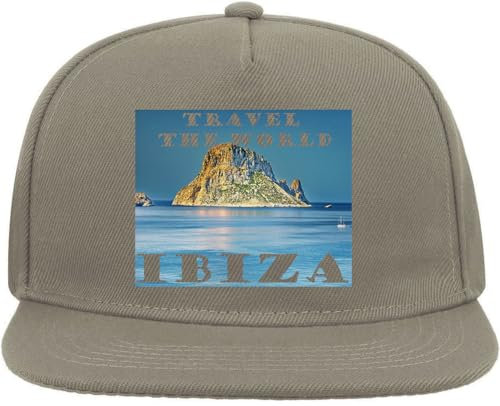 Travel The World Ibiza Snapback Flat Visor Cotton Blend Cap Gray, grau, Einheitsgröße