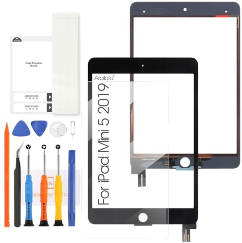Arbilato Touch Screen per iPad Mini 5 2019 7.9 - per iPad Mini5 Schermo Sostituzione A2126 A2124 A2133 A2125 Digitalizzatore Vetro Pannello Riparazione Kit (No Display LCD) (nero)