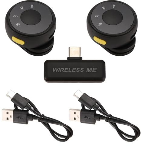 Qutsvosh Microphone cravate magnétique à ventouse sans fil USB-C bouton circulaire pour enregistrement vidéo en direct