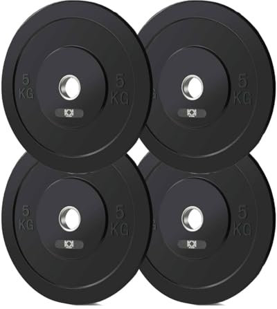 KK Rubber Weight Plate Set - 2 Inch Bumper Weight Plates – Durable Barbell Weights Set - Dumbbell Plates For Training & Weightlifting (4 X 5KG)