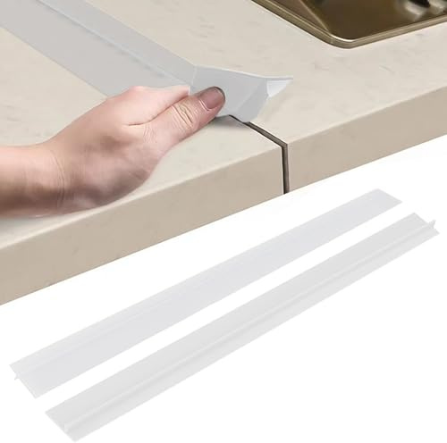 Inscrip 2 Stk Arbeitsplatten Verbindungsschiene für Küchen, Platte Arbeitsplatte LückenfüLler, Abschlussleiste Küchenarbeitsplatte, T Profil Spaltfüller,Fugenleiste Arbeitsplatt (Transparent, 21 inch)