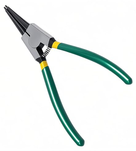 BJDSI Pince à circlips droite de 175 mm pour anneaux de sécurité extérieurs, construction à ressort intérieur, protection contre la rouille, tête standard.