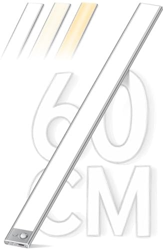 60CM Unterbauleuchte Küche Led Dimmbar mit Bewegungsmelder 4500mAh Akku | 216 LED Lichtleiste Schrankbeleuchtung 3 Farbmodi 2700-6500K,USB-C Aufladbar Magnetische Leiste für Kleiderschrank, Werkstatt