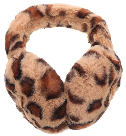 ORFOFE Damen Ohrenschützer Mit Leopardenmuster Winter-Ohrenschutz Pelzige Ohrenwärmer Wind- Und Kältebeständig Faltbar Für Outdoor Skifahren Snowboarden Und Täglichen Gebrauch
