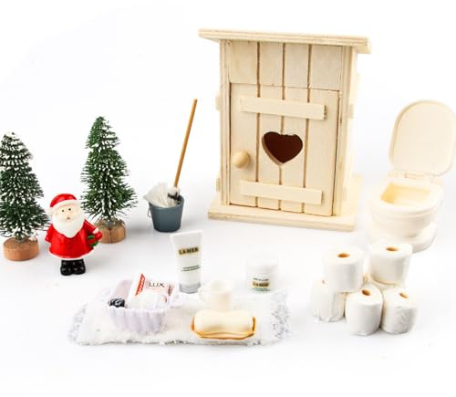 18 Stück Puppenhaus Zubehör Mit Weihnachtsmann Dekorationen, Miniatur Möbel Puppenhaus Badezimmer, Miniatur Toilettenartikel Weihnachten Mini Möbel Accessoires Wichteltür Deko (A)