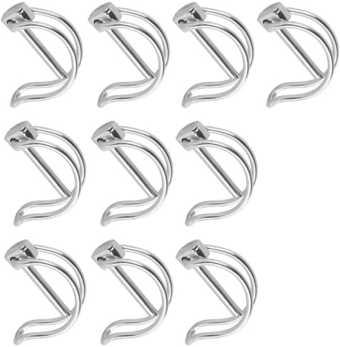 10x 60mm Rohrklappsplinte, Klappsplint, 10 Stück Sicherungsstift, Splint | mit Rastverschluss, D Form Sicherungsbolzen, für Bauernhof Rasen Garten